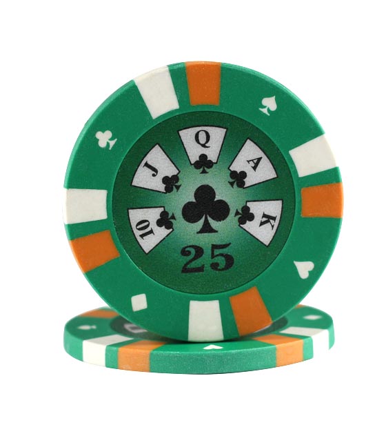 3-color clay chip green (25), roll of 25